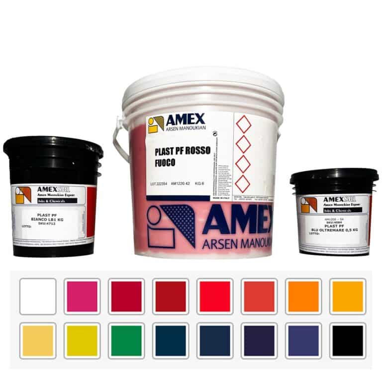Plast Amex en envases de 0,5 Kg - 1 Kg - 6 Kg - 7 Kg para serigrafía