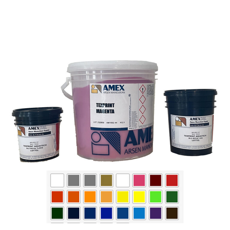 Amex Texprint Aquatech Tintas profesionales para serigrafía base agua
